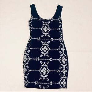 Xhilaration Black & White Patterned Bodycon Dress